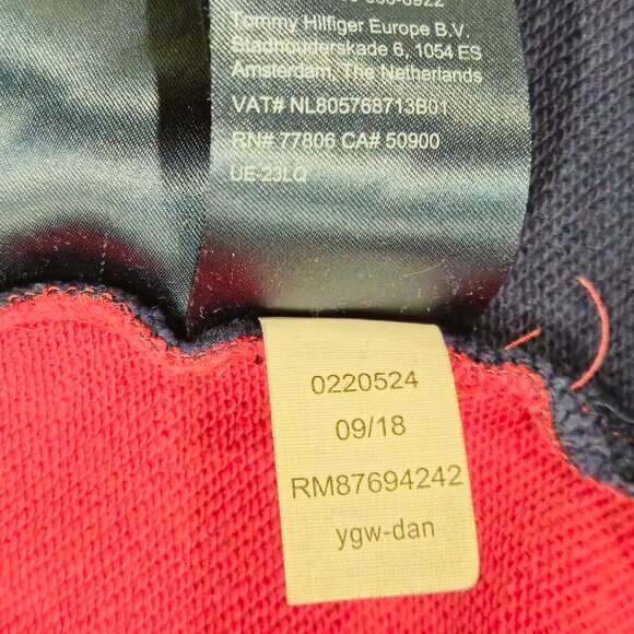 Tommy Hilfiger Denim Sweatshirt Dress XS Navy Red Colorblock - Picture 4 of 7